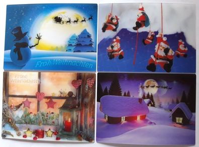 3 D Ansichtskarte Weihnachten Postkarte Wackelkarte Hologrammkarte Schneemann