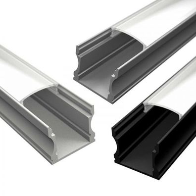 2m LED Aluprofil SURFACE14 Aufbauprofil eloxiert schwarz weiß Leiste U-Profil