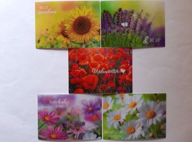 3 D Ansichtskarte Blumen Postkarte Wackelkarte Hologrammkarte Blume, an dich denken