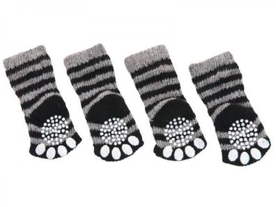 Karlie Hundesocken Anti-Slip Socken 4er-Set grau schwarz Gr. L