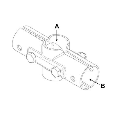 Doppel-T-Schelle / Kreuzschelle, geteilt, A 3/4" (26,9 mm) x B 3/4" (26,9 mm)