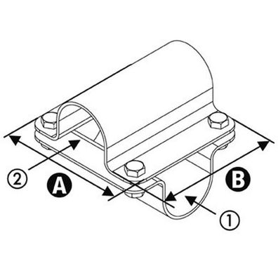 Querschelle 2-teilig, A 2" (60,3 mm) x B 1 1/2" (48,3 mm)