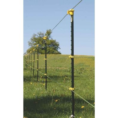 T-Pfosten Band-Starterset für ca. 150 m Zaun 1,55 m hoch, gelbe Isolatoren