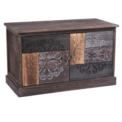 2er Set Truhen Holz Leder 26 und 20 cm Breite Box Schatulle 