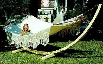 aus Baumwollstoff Brau gestreift Beige,Natur pad home design Hängematte Pogo