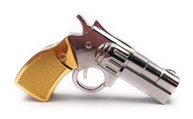 Pistole Revolver Waffe Schusswaffe silber gold Funny USB Stick 8 GB USB 2.0