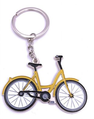 Fahrrad Holland Rad in Gelb Schlüsselanhänger Keychain Silber Metall
