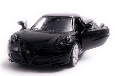 Alfa Romeo 4c Sportwagen Modellauto Auto in schwarz Maßstab 1:34 (lizensiert)