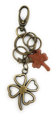 Schlüsselanhänger Klee Glücksbringer 4 Blätter Bronze Tasche Metall Anhänger