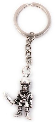 Schlüsselanhänger Keychain Silber Metall Pirat Tot mit Säbel Anhänger Tot