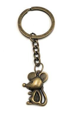 Schlüsselanhänger Bronze Maus Tier Niedlich Metall Anhänger Charm