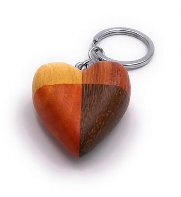 Handmade Holz Schlüsselanhänger Herz Liebe mehrfarbig Liebesymbol Anhänger