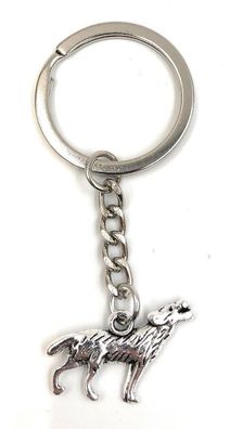 Schlüsselanhänger Wolf heulend Tier Silber Metall Anhänger Charm