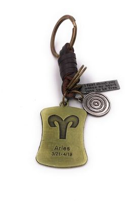 Schlüsselanhänger Sternzeichen Tierkreiszeichen Widder bronze Leder Anhänger