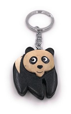 Handmade Holz Schlüsselanhänger Panda Bär Säugetier Raubtier Tier Regenwald