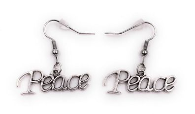 Ohrringe Paar Peace Schriftzug Frieden Freedom Ohrring aus Metall Ohrschmuck