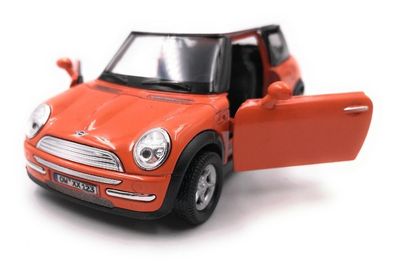 Mini Cooper Modellauto mit Wunschkennzeichen Orange Maßstab 1:34-39 (lizensiert)