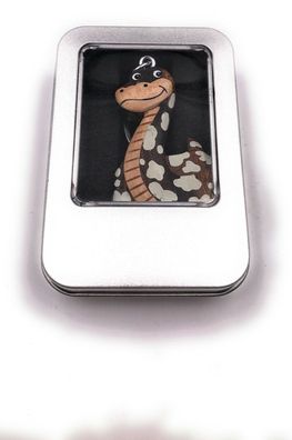 Schlüsselanhänger Holz Schlange gepunktet Tier Python Anakonda Geschenkbox