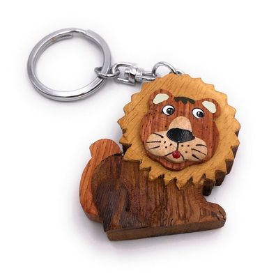 Handmade Holz Schlüsselanhänger Löwe König der Tiere Raubtier Sternzeichen