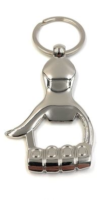 Schlüsselanhänger Hand mit Flaschenöffner Silber Metall Anhänger Charm