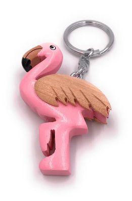 Handmade Holz Schlüsselanhänger Flamingo pink Rosaflamingo Vogel Tier Wirbeltier