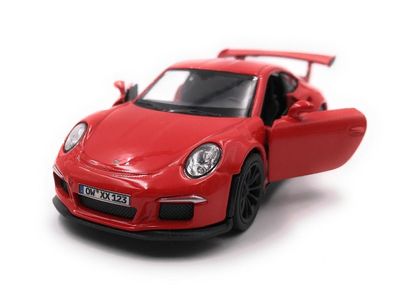 Porsche GT3 RS Sportwagen Modellauto mit Wunschkennzeichen Rot Maßstab 1:34