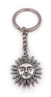 Schlüsselanhänger Sonne Sonnenstrahlen Sommer Tag silber Anhänger Keychain