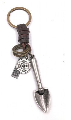 Schlüsselanhänger Schaufel Leder Werkzeug Handwerker Bauarbeiter Metall Anhänger