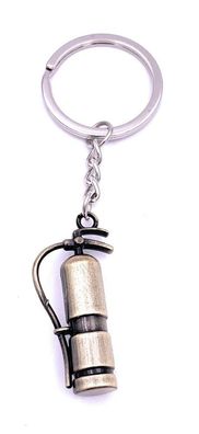 Feuerlöscher Feuerwehr Schlüsselanhänger Keychain Silber Metall