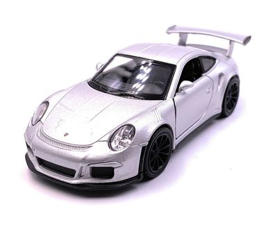 Porsche GT3 RS Sportwagen Modellauto Auto Silber Maßstab 1:34 (lizensiert)