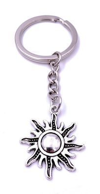 Sonne Stern Schlüsselanhänger Keychain Silber aus Metall