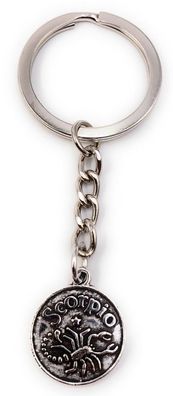 Schlüsselanhänger Keychain Silber Metall Kreis Anhänger Skorpion Sternzeichen