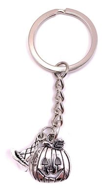 Schlüsselanhänger Pilz mit Kürbis Halloween Silber Metall Anhänger Charm