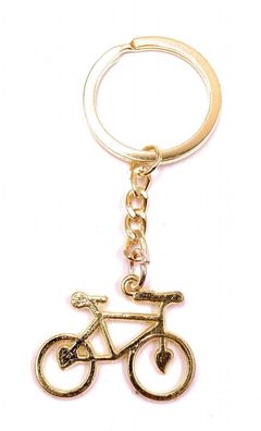 Schlüsselanhänger Keychain Silber Metall Fahrrad Love Liebe Golden mit Herzen