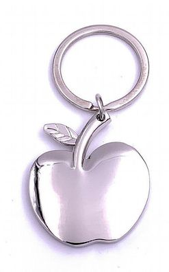 Apfel Obst Schlüsselanhänger Keychain Silber Metall