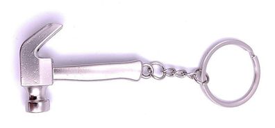 Hammer Zimmermann Werkzeug Schlüsselanhänger Keychain Silber aus Metall