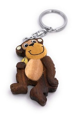 Handmade Holz Schlüsselanhänger Affe mit Banane Äffchen Jungel Anhänger