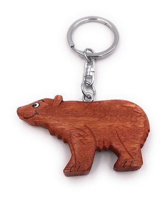 Handmade Holz Schlüsselanhänger Bär Eisbär Braunbär Tier Säugetier Raubtier