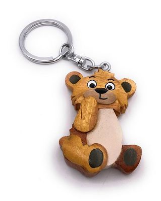 Handmade Holz Schlüsselanhänger Bär Teddyär Tier Kuscheltier süss Anhänger