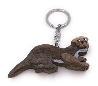Handmade Holz Schlüsselanhänger Biber Otter Säugetier Nagetier Anhänger