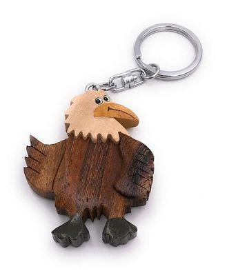 Handmade Holz Schlüsselanhänger Geier Vogel Greifvogel Rabengeier tanzend