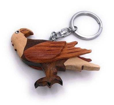 Handmade Holz Schlüsselanhänger Greifvogel Geier Adler Vogel Tier Anhänger