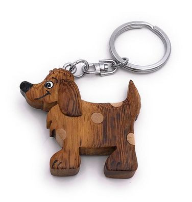 Handmade Holz Schlüsselanhänger Hund Haustier Vierbeiner Rüde Familie Haushund