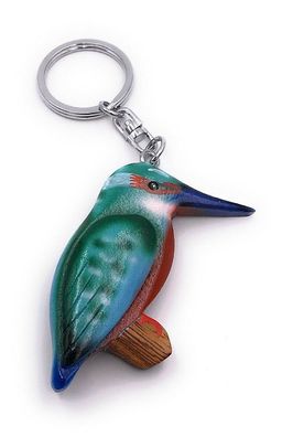 Handmade Holz Schlüsselanhänger Kolibri Vogel Tier blau Wirbeltier Anhänger