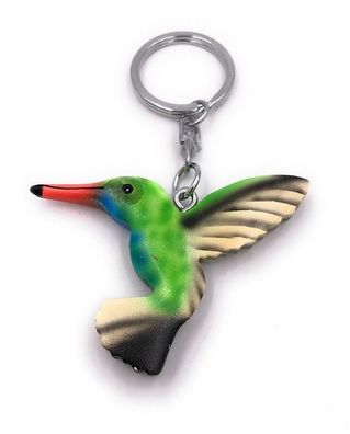 Handmade Holz Schlüsselanhänger Kolibri Vogel Tier flegend grün Wirbeltier