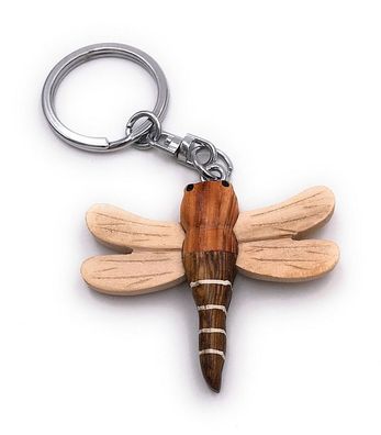 Handmade Holz Schlüsselanhänger Libelle Insekt Tier Fliege Anhänger