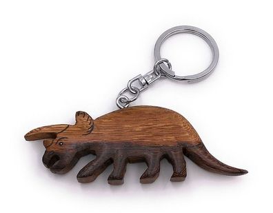 Handmade Holz Schlüsselanhänger Nashorn Dino Dinosaurier Landwirbeltier Urzeit