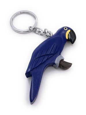Handmade Holz Schlüsselanhänger Papagei Vogel Sittich Zuchtvogel blau Anhänger