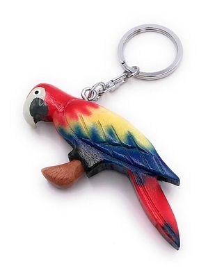 Handmade Holz Schlüsselanhänger Papagei Vogel Sittich Zuchtvogel rot Anhänger