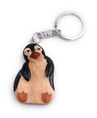 Handmade Holz Schlüsselanhänger Pinguin dicker Bauch Vogel Antarktis Anhänger